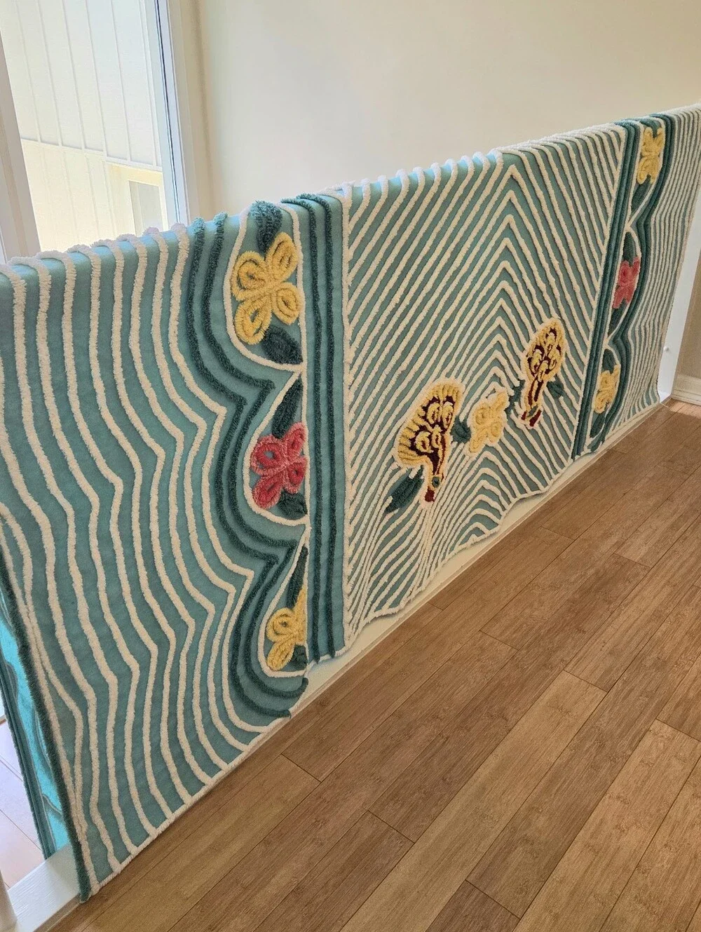 Vintage Chenille Peacock Bedspread 90